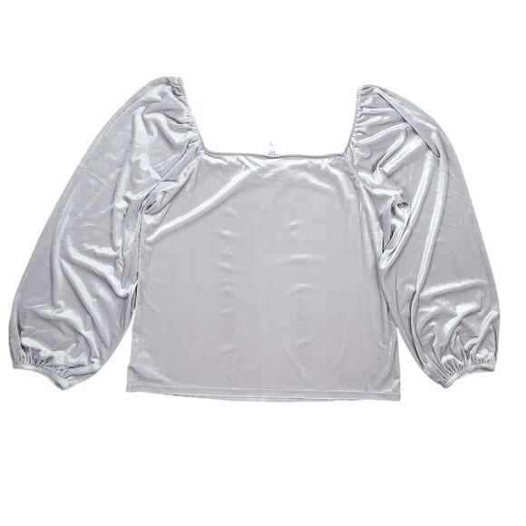 GAP Crushed Velvet Silver Cropped Top Sz XXL NWT Gothic Whimsy Romantic Glam - Picture 8 of 9